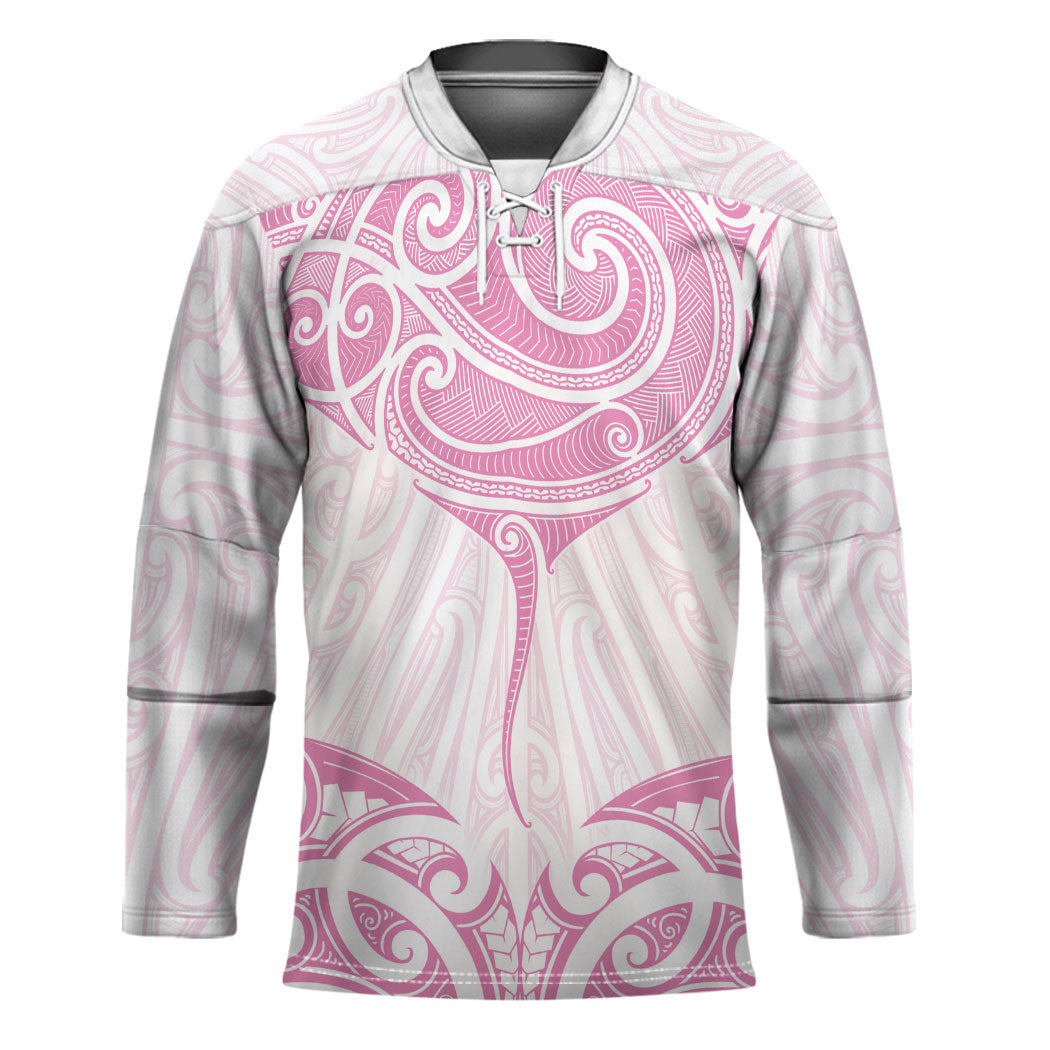 New Zealand Manta Ray Tattoo Hockey Jersey Aotearoa Maori Haehae Pink LT14 Unisex Pink - Polynesian Pride