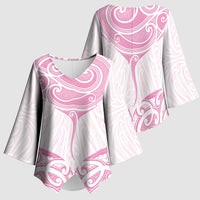 New Zealand Manta Ray Tattoo Kimono Sleeve Blouse Aotearoa Maori Haehae Pink LT14 - Polynesian Pride