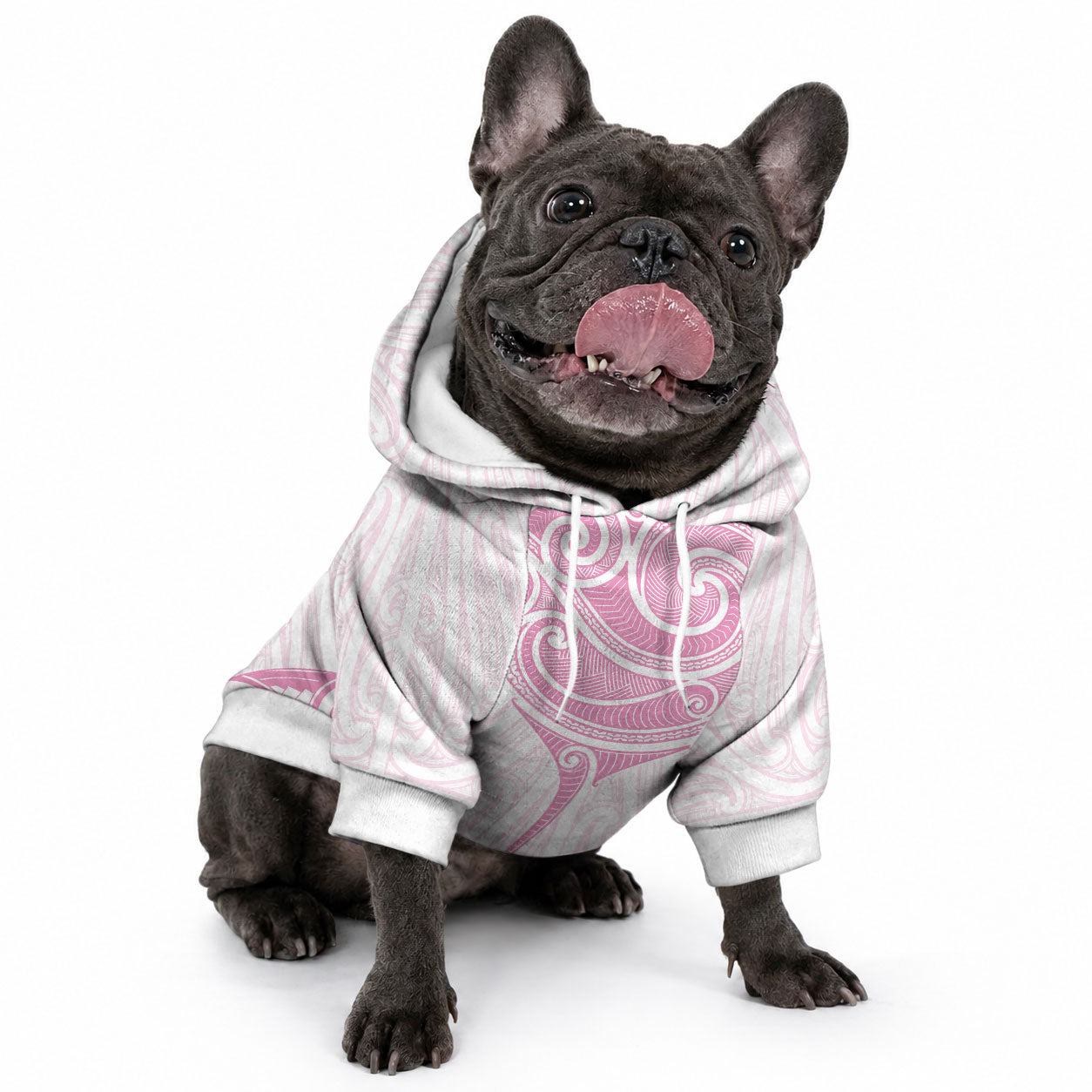 New Zealand Manta Ray Tattoo Pet Hoodie Aotearoa Maori Haehae Pink LT14 - Polynesian Pride