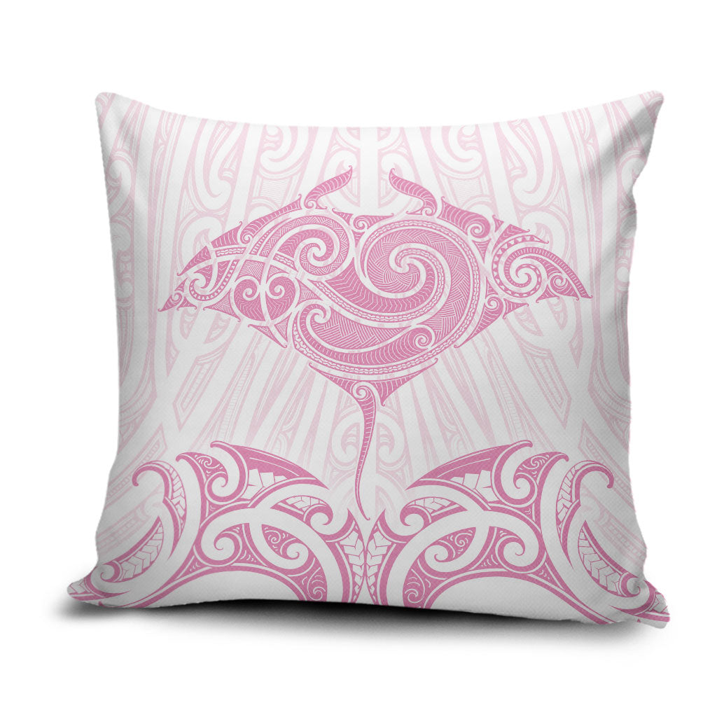 New Zealand Manta Ray Tattoo Pillow Cover Aotearoa Maori Haehae Pink LT14 Pink - Polynesian Pride