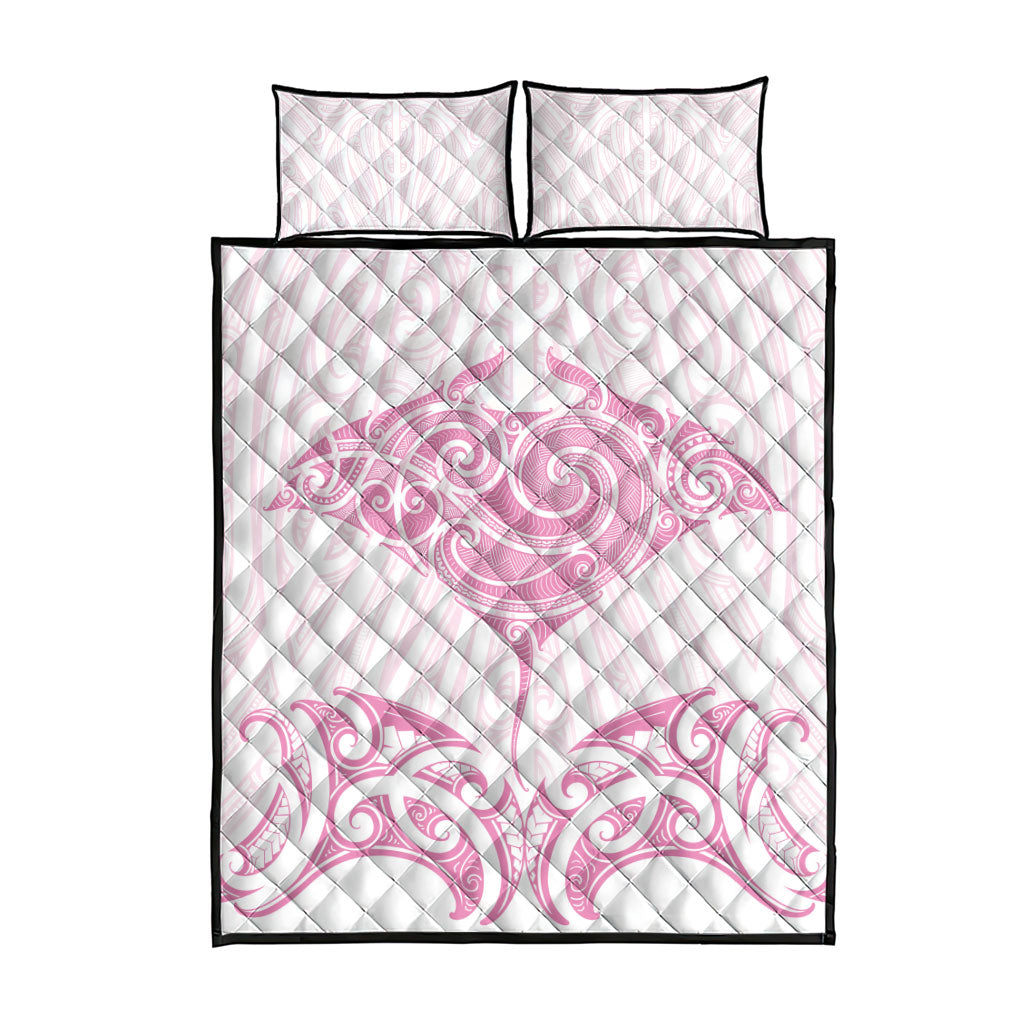 New Zealand Manta Ray Tattoo Quilt Bed Set Aotearoa Maori Haehae Pink LT14 - Polynesian Pride