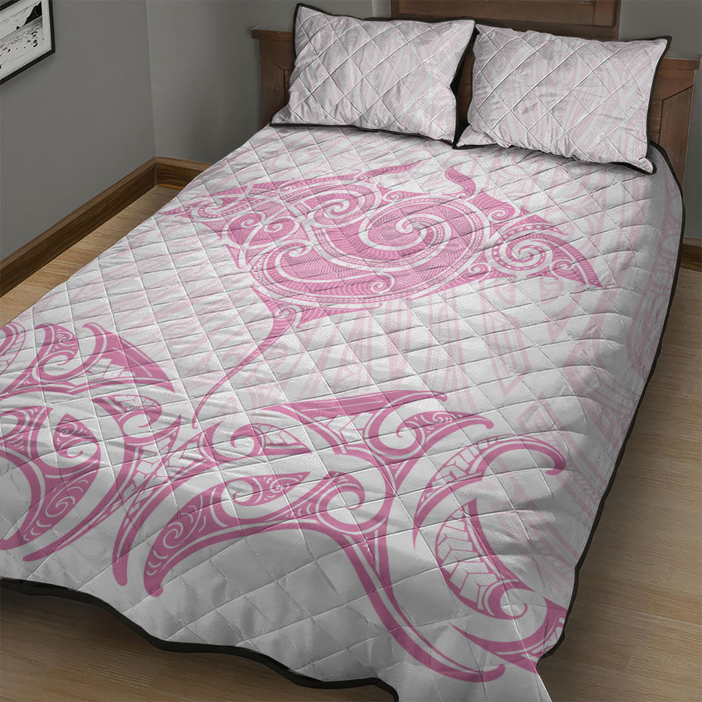 New Zealand Manta Ray Tattoo Quilt Bed Set Aotearoa Maori Haehae Pink LT14 - Polynesian Pride