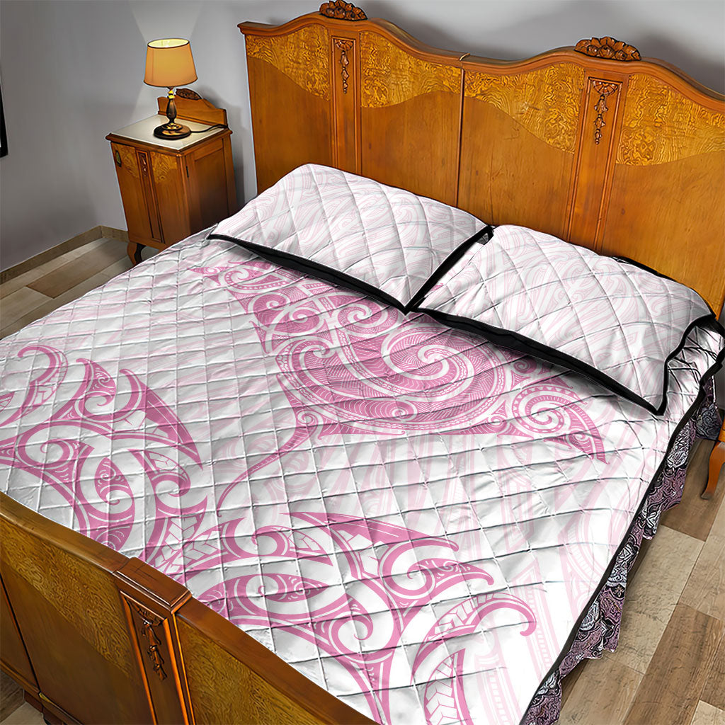 New Zealand Manta Ray Tattoo Quilt Bed Set Aotearoa Maori Haehae Pink LT14 - Polynesian Pride