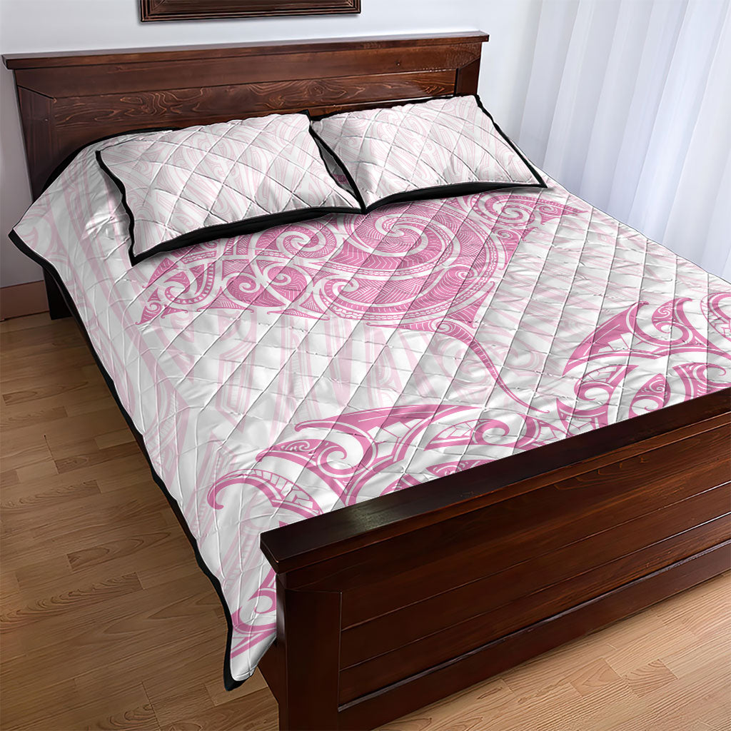 New Zealand Manta Ray Tattoo Quilt Bed Set Aotearoa Maori Haehae Pink LT14 - Polynesian Pride