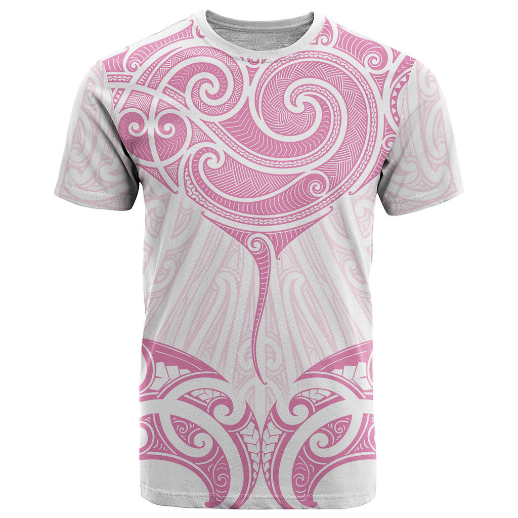 New Zealand Manta Ray Tattoo T Shirt Aotearoa Maori Haehae Pink