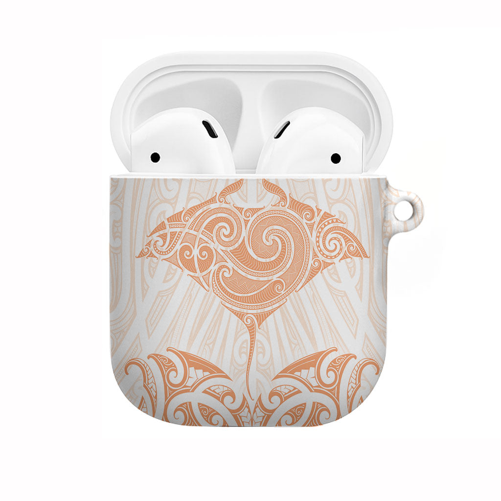 New Zealand Manta Ray Tattoo AirPods Case Aotearoa Maori Haehae Orange LT14 Orange - Polynesian Pride