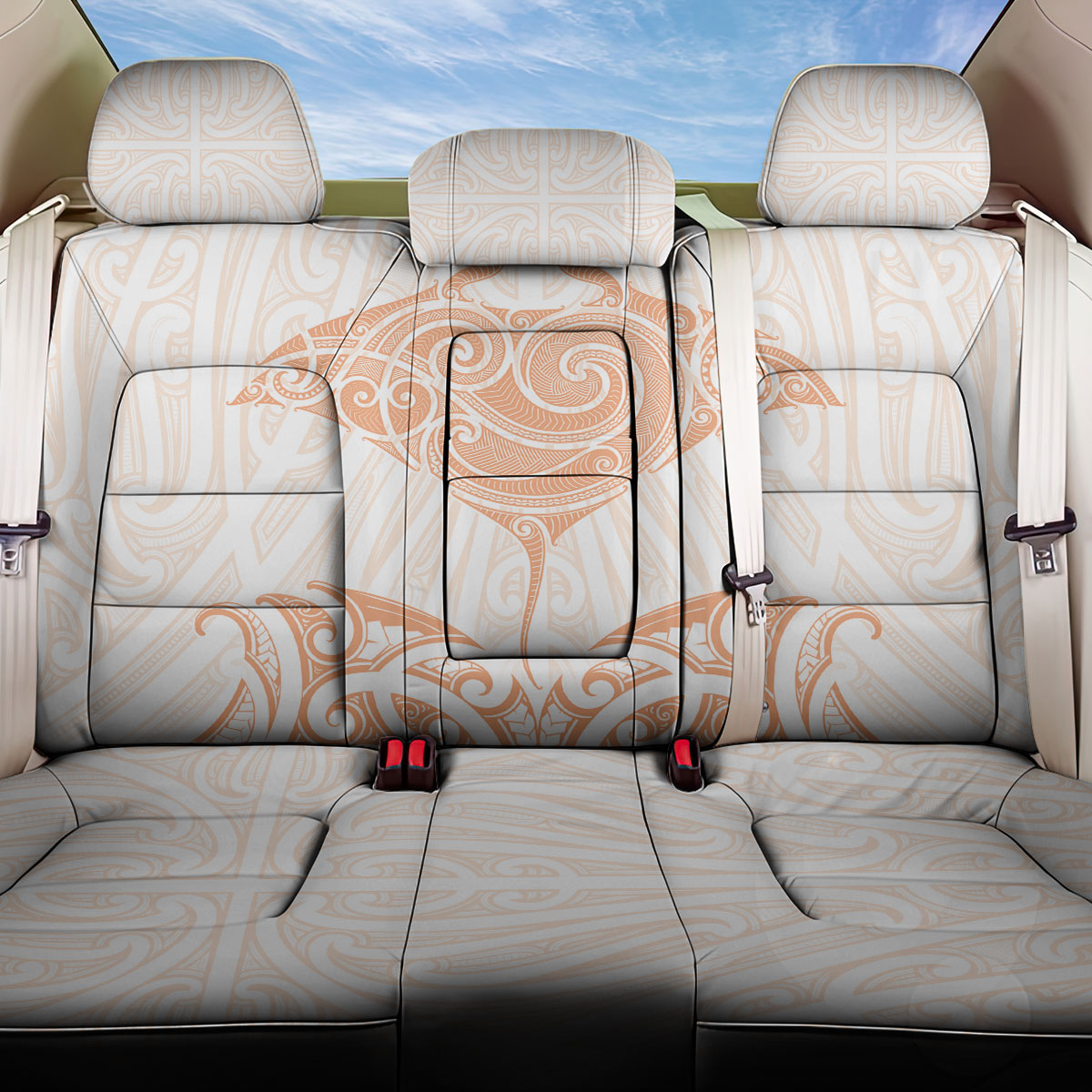 New Zealand Manta Ray Tattoo Back Car Seat Cover Aotearoa Maori Haehae Orange LT14 One Size Orange - Polynesian Pride
