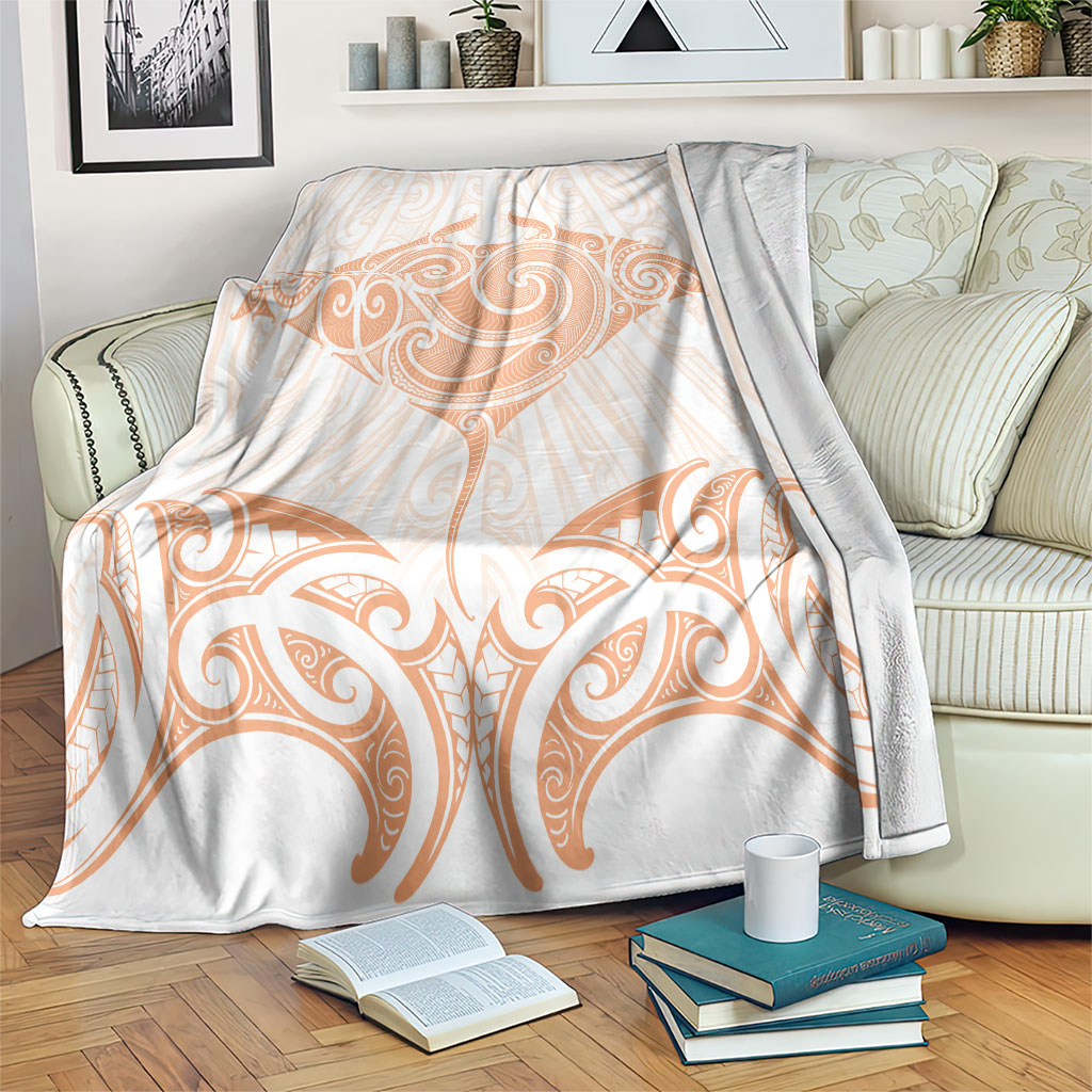 New Zealand Manta Ray Tattoo Blanket Aotearoa Maori Haehae Orange LT14 Orange - Polynesian Pride