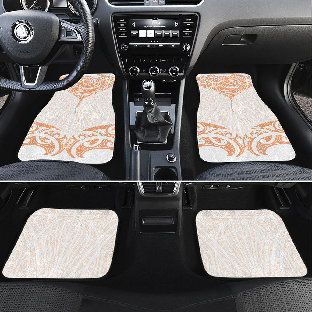 New Zealand Manta Ray Tattoo Car Mats Aotearoa Maori Haehae Orange LT14 Set 4pcs Orange - Polynesian Pride