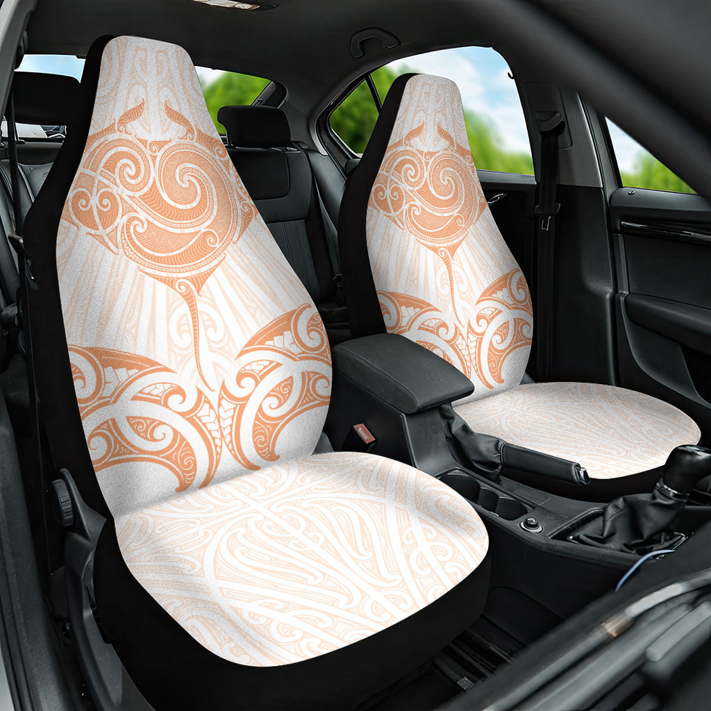 New Zealand Manta Ray Tattoo Car Seat Cover Aotearoa Maori Haehae Orange LT14 One Size Orange - Polynesian Pride