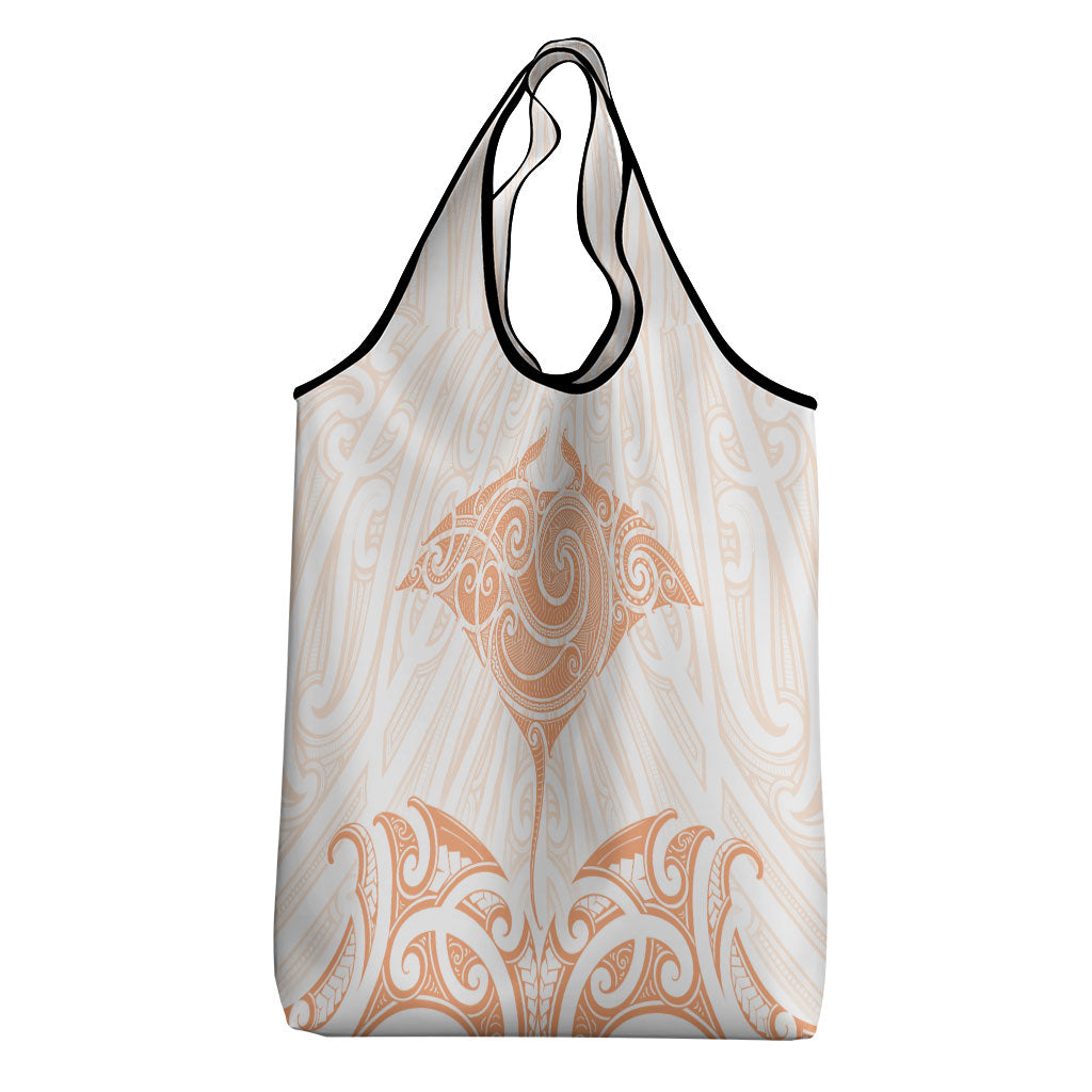 New Zealand Manta Ray Tattoo Grocery Bag Aotearoa Maori Haehae Orange LT14 - Polynesian Pride