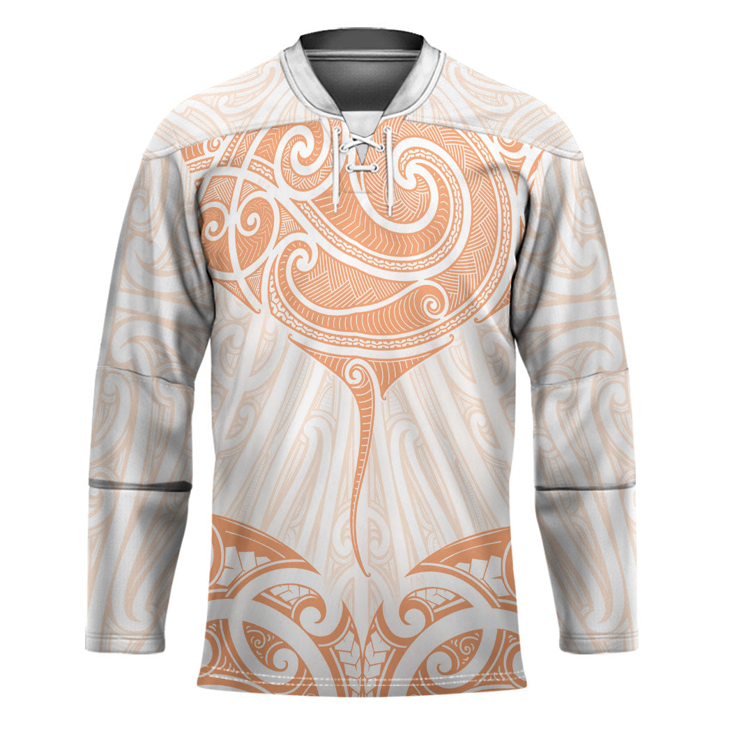 New Zealand Manta Ray Tattoo Hockey Jersey Aotearoa Maori Haehae Orange LT14 Unisex Orange - Polynesian Pride