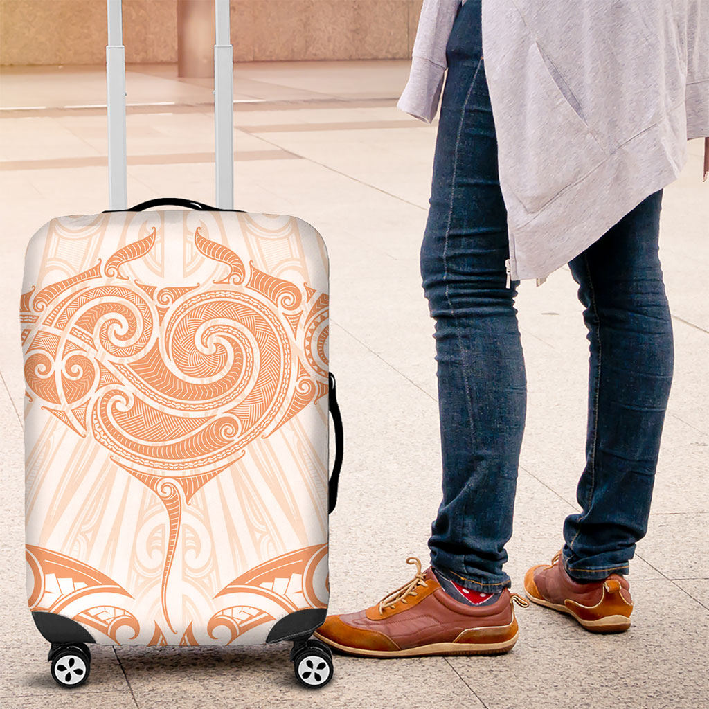 New Zealand Manta Ray Tattoo Luggage Cover Aotearoa Maori Haehae Orange LT14 Orange - Polynesian Pride