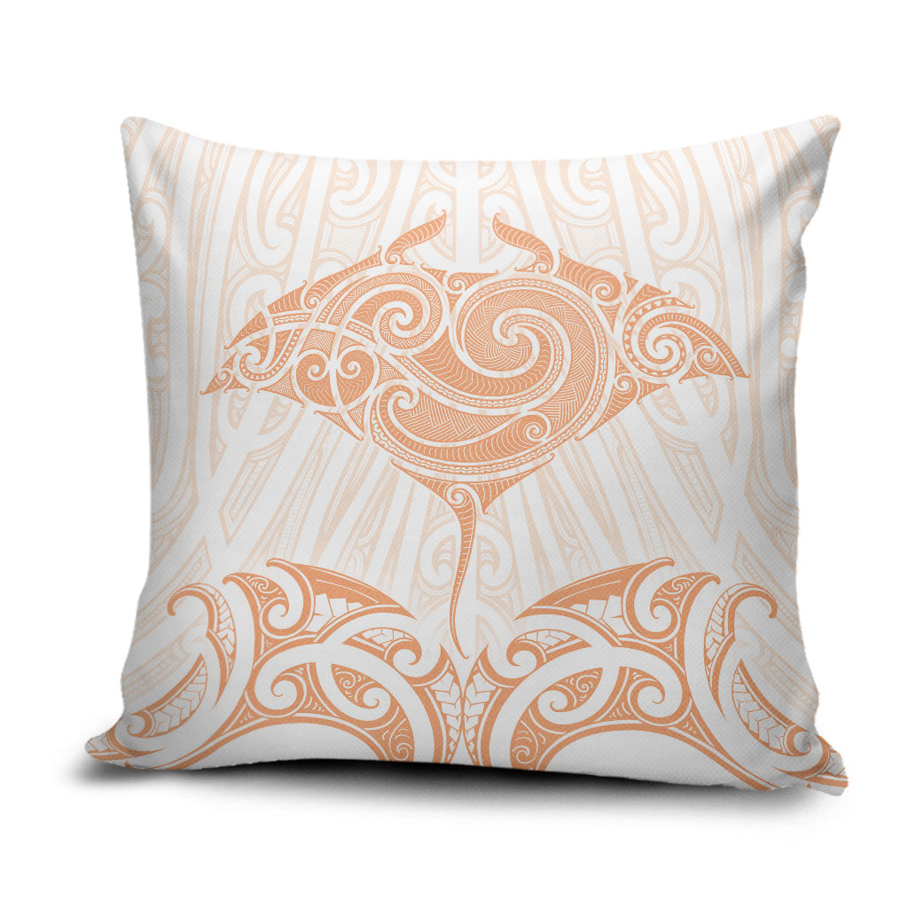New Zealand Manta Ray Tattoo Pillow Cover Aotearoa Maori Haehae Orange LT14 Orange - Polynesian Pride