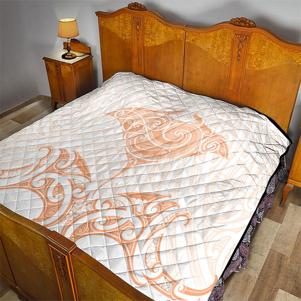 New Zealand Manta Ray Tattoo Quilt Aotearoa Maori Haehae Orange LT14 - Polynesian Pride