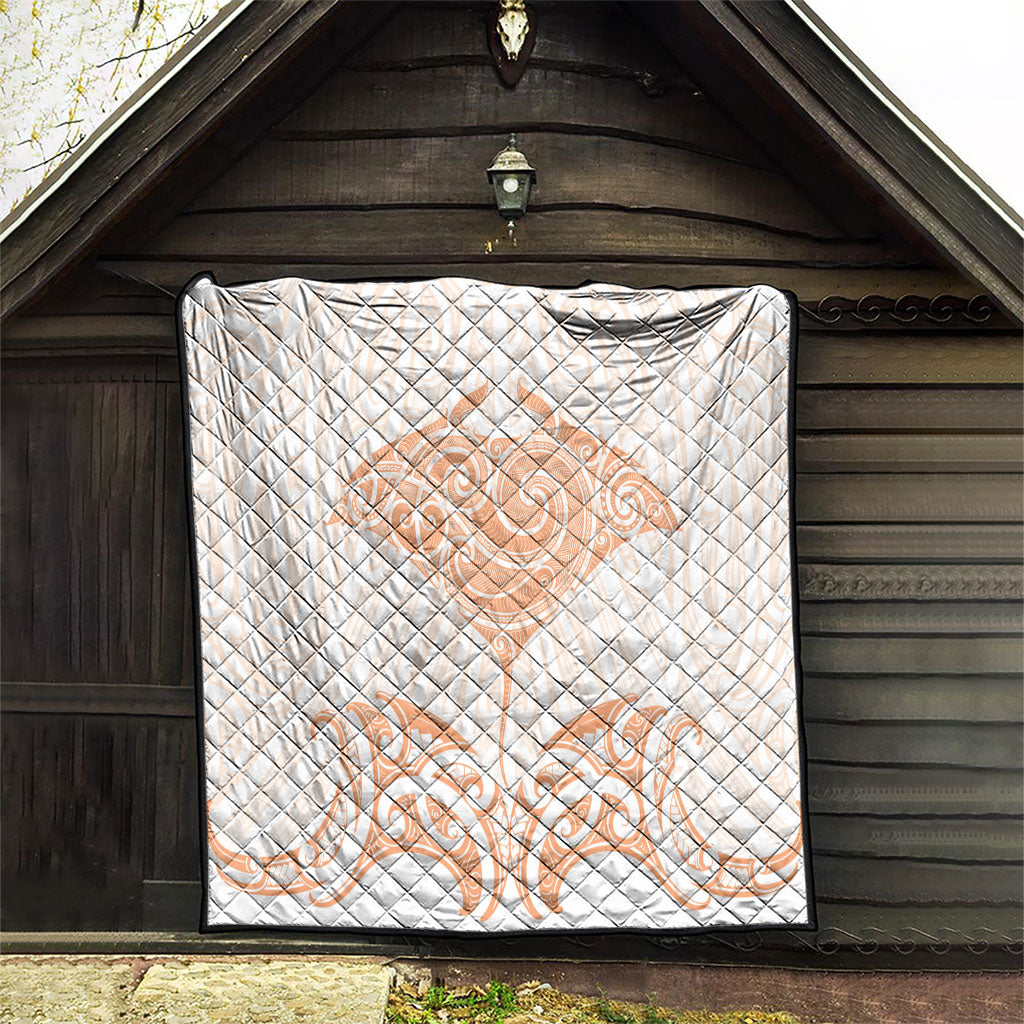New Zealand Manta Ray Tattoo Quilt Aotearoa Maori Haehae Orange LT14 - Polynesian Pride