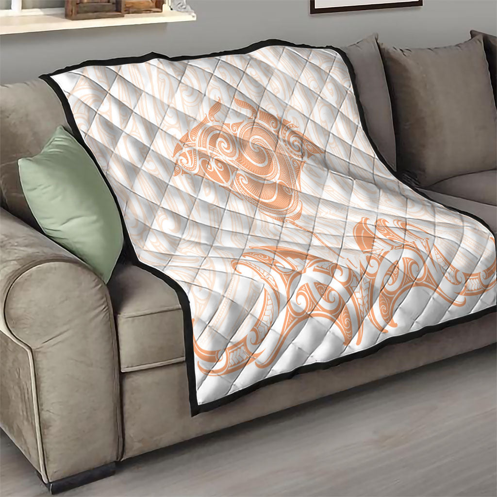 New Zealand Manta Ray Tattoo Quilt Aotearoa Maori Haehae Orange LT14 - Polynesian Pride