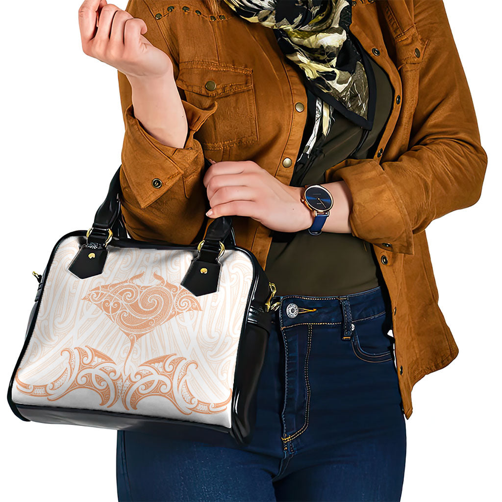 New Zealand Manta Ray Tattoo Shoulder Handbag Aotearoa Maori Haehae Orange LT14 - Polynesian Pride