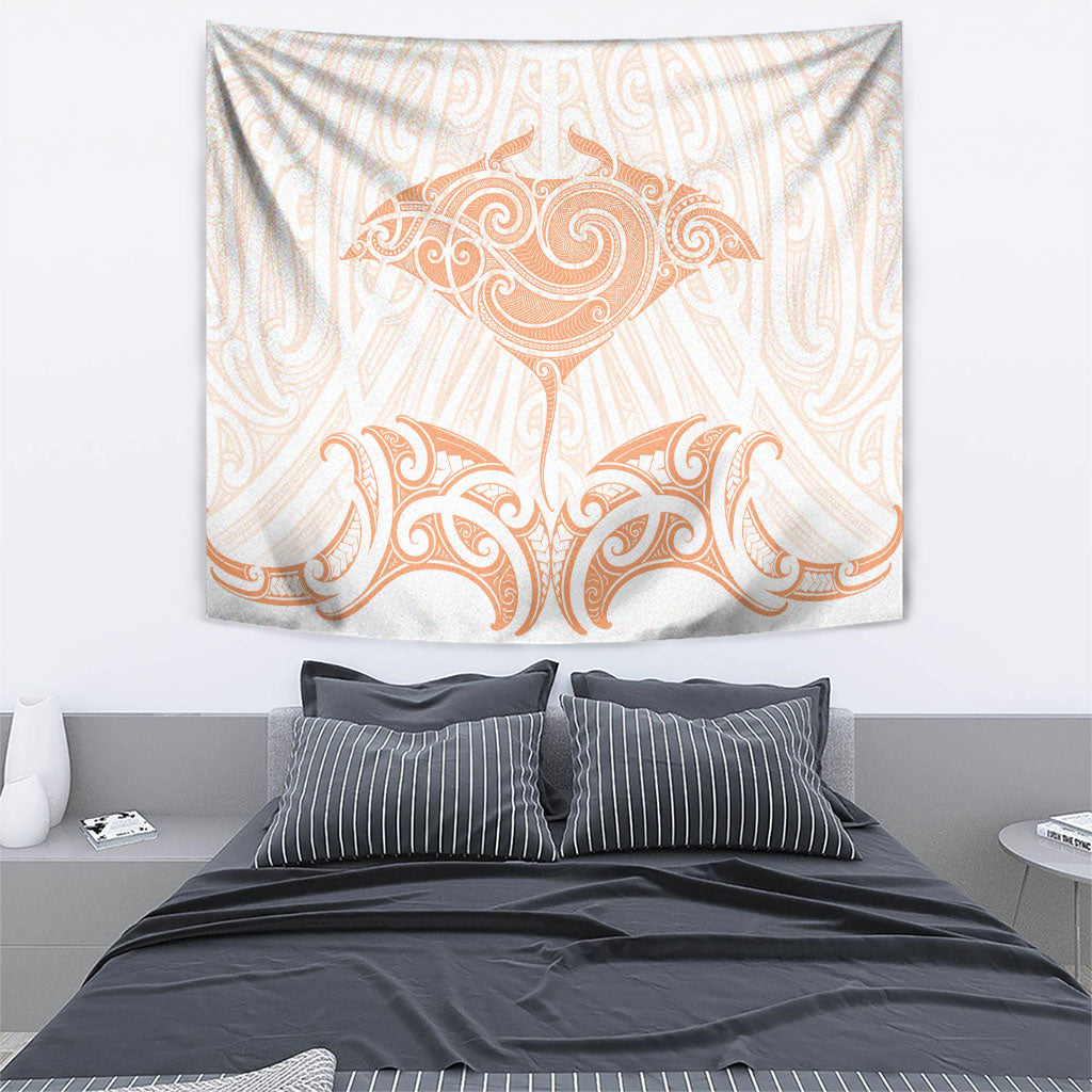 New Zealand Manta Ray Tattoo Tapestry Aotearoa Maori Haehae Orange LT14 - Polynesian Pride