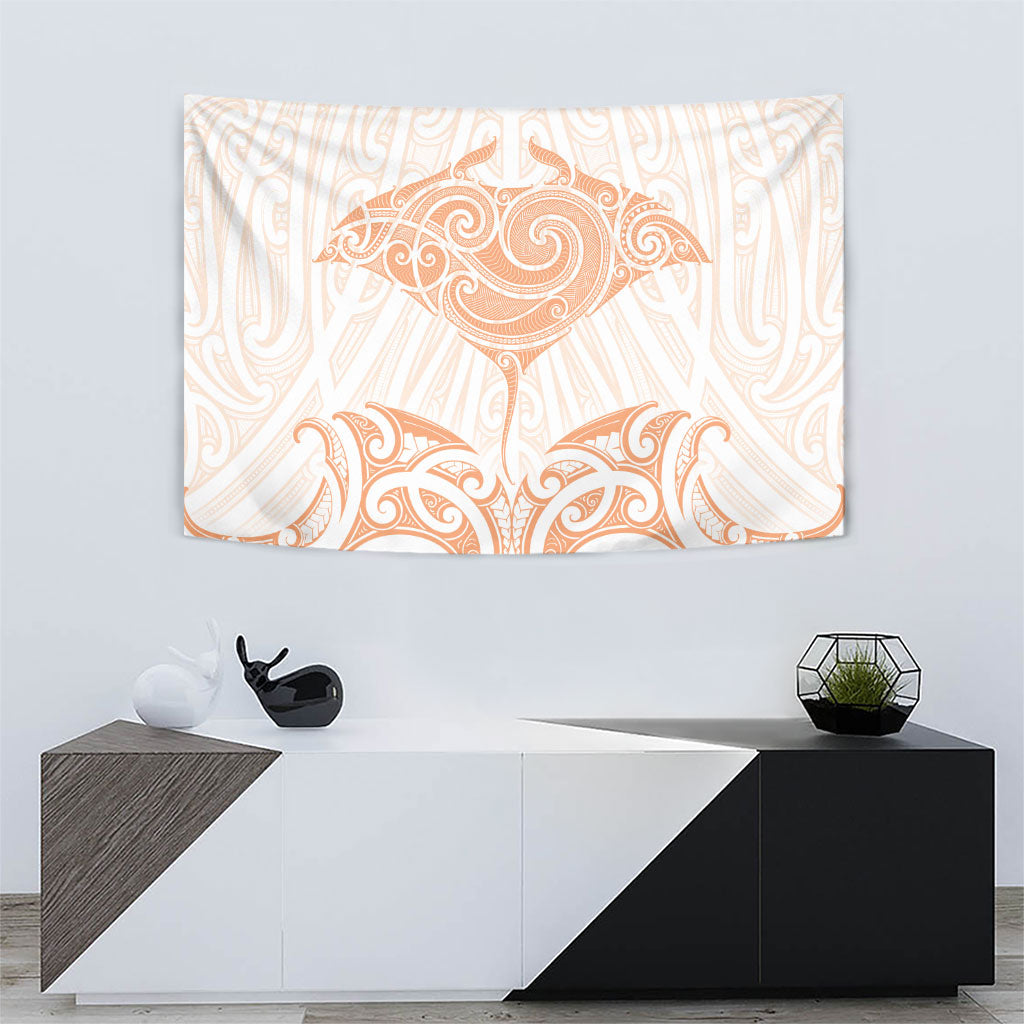 New Zealand Manta Ray Tattoo Tapestry Aotearoa Maori Haehae Orange LT14 - Polynesian Pride