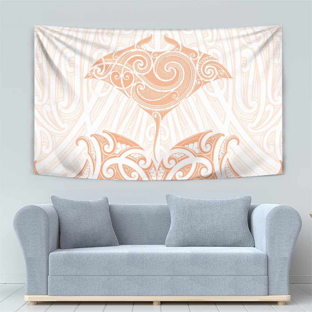 New Zealand Manta Ray Tattoo Tapestry Aotearoa Maori Haehae Orange LT14 - Polynesian Pride