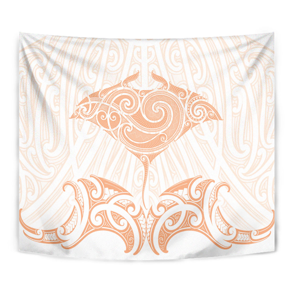 New Zealand Manta Ray Tattoo Tapestry Aotearoa Maori Haehae Orange LT14 - Polynesian Pride