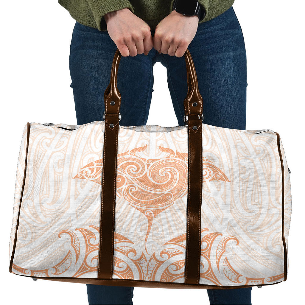 New Zealand Manta Ray Tattoo Travel Bag Aotearoa Maori Haehae Orange LT14 Orange - Polynesian Pride