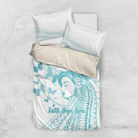 Polynesia Cervical Cancer Awareness Month Bedding Set Polynesian Women Faith Hope Love! LT14 US Twin 172cm x 218cm White - Polynesian Pride