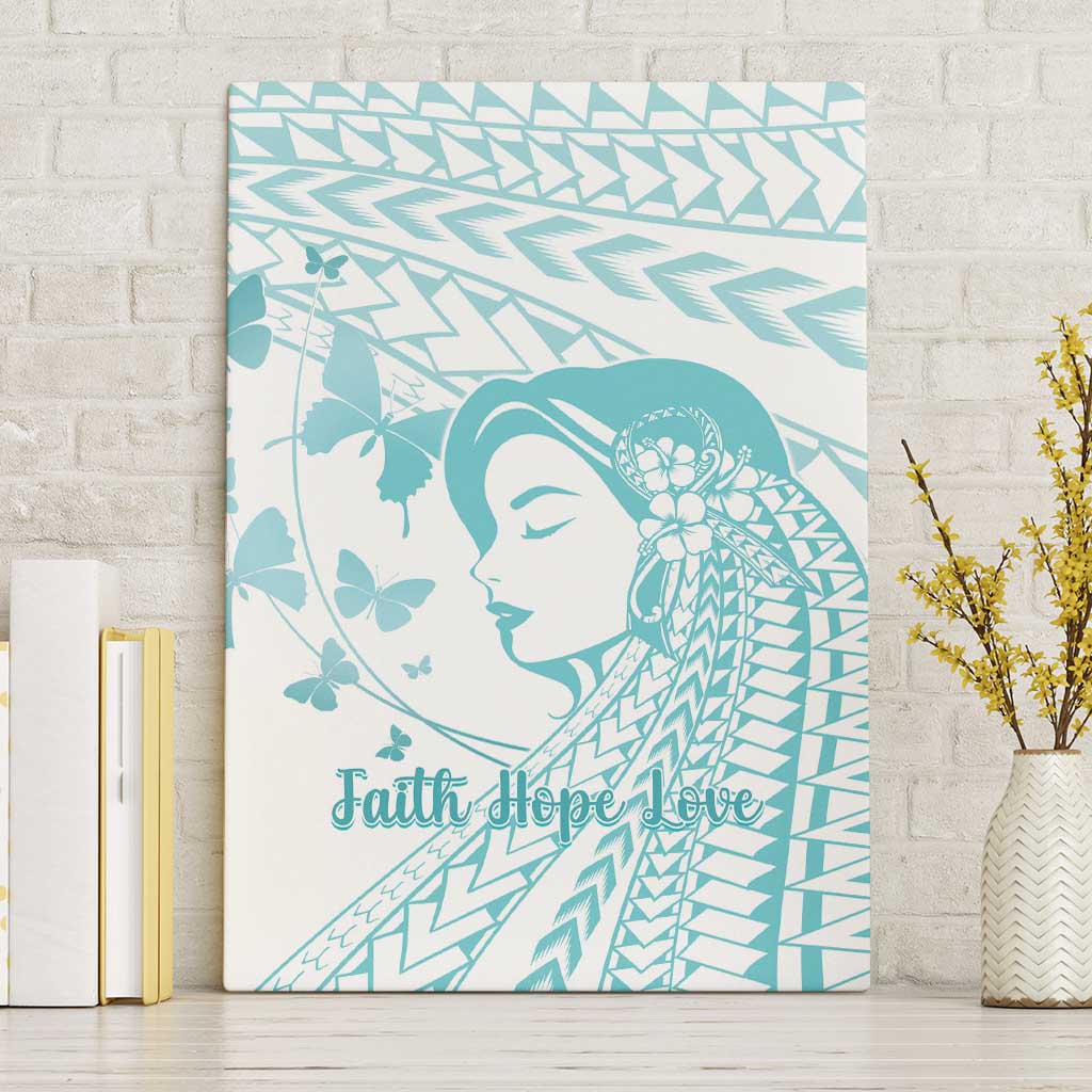 Polynesia Cervical Cancer Awareness Month Canvas Wall Art Polynesian Women Faith Hope Love! LT14 Without Frame White - Polynesian Pride