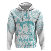 Polynesia Cervical Cancer Awareness Month Zip Hoodie Polynesian Women Faith Hope Love! LT14 Pullover Hoodie White - Polynesian Pride