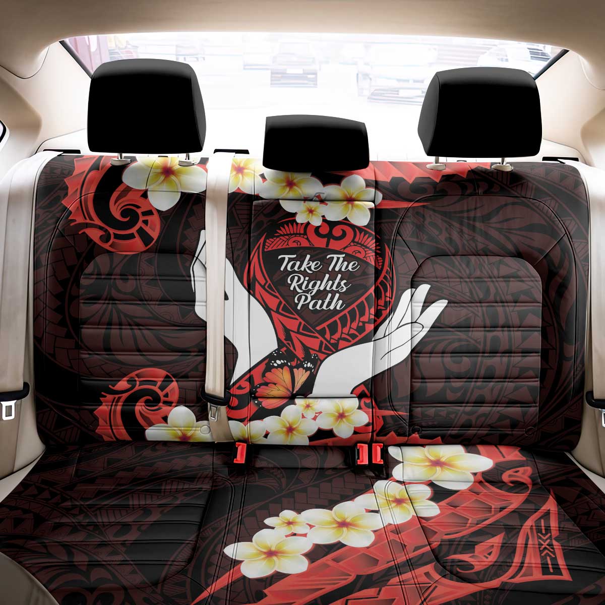 Polynesia AIDS Awareness Month Back Car Seat Cover Take The Rights Path Polynesian Pattern LT14 - Polynesian Pride