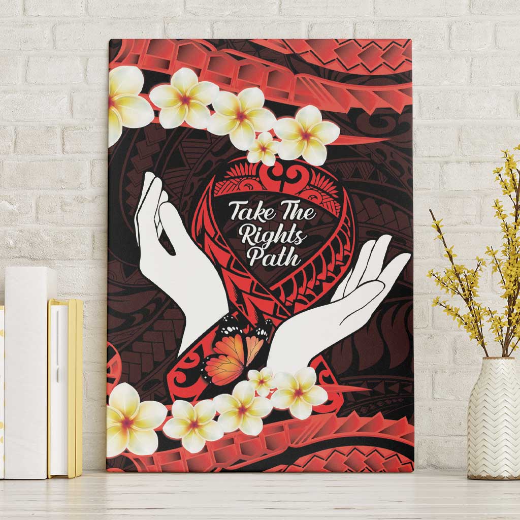 Polynesia AIDS Awareness Month Canvas Wall Art Take The Rights Path Polynesian Pattern LT14 Without Frame Red - Polynesian Pride
