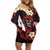 Polynesia AIDS Awareness Month Family Matching Off Shoulder Short Dress and Hawaiian Shirt Take The Rights Path Polynesian Pattern