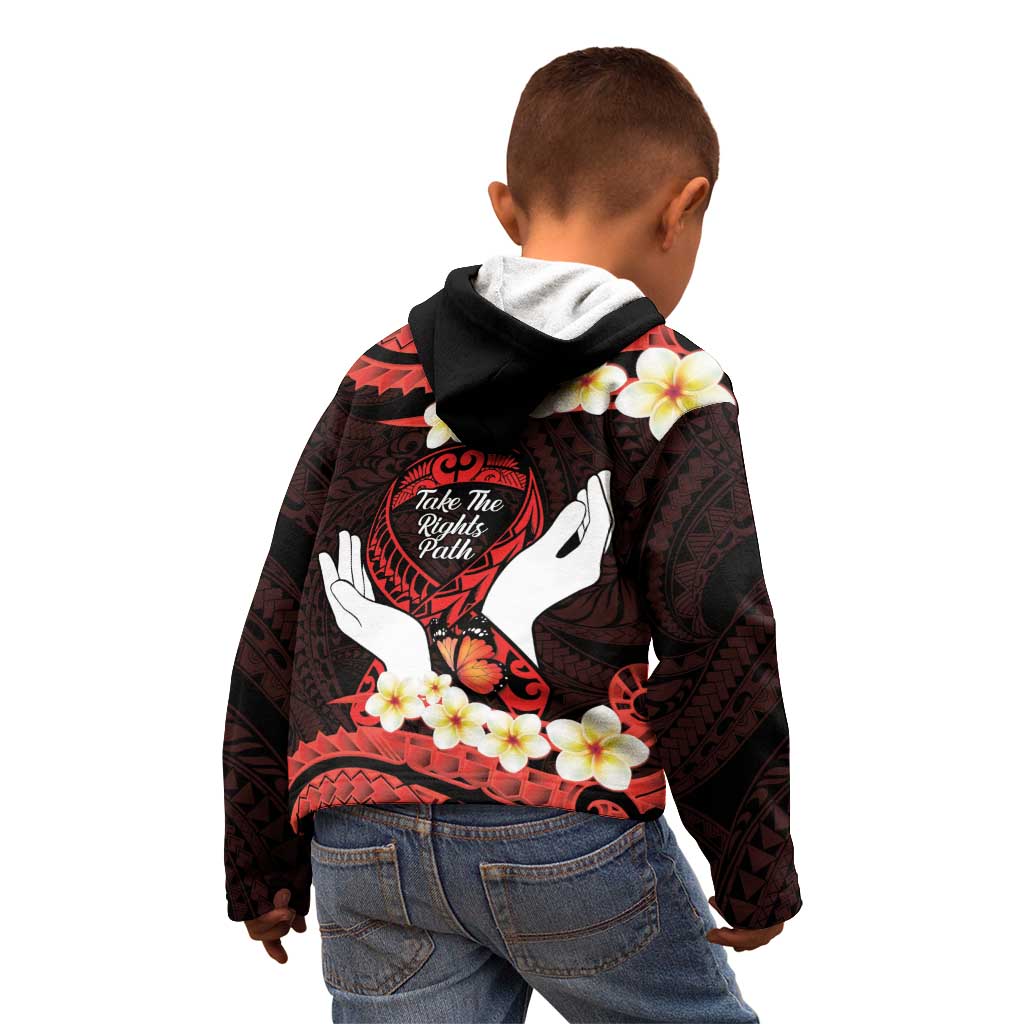 Polynesia AIDS Awareness Month Kid Hoodie Take The Rights Path Polynesian Pattern LT14 - Polynesian Pride