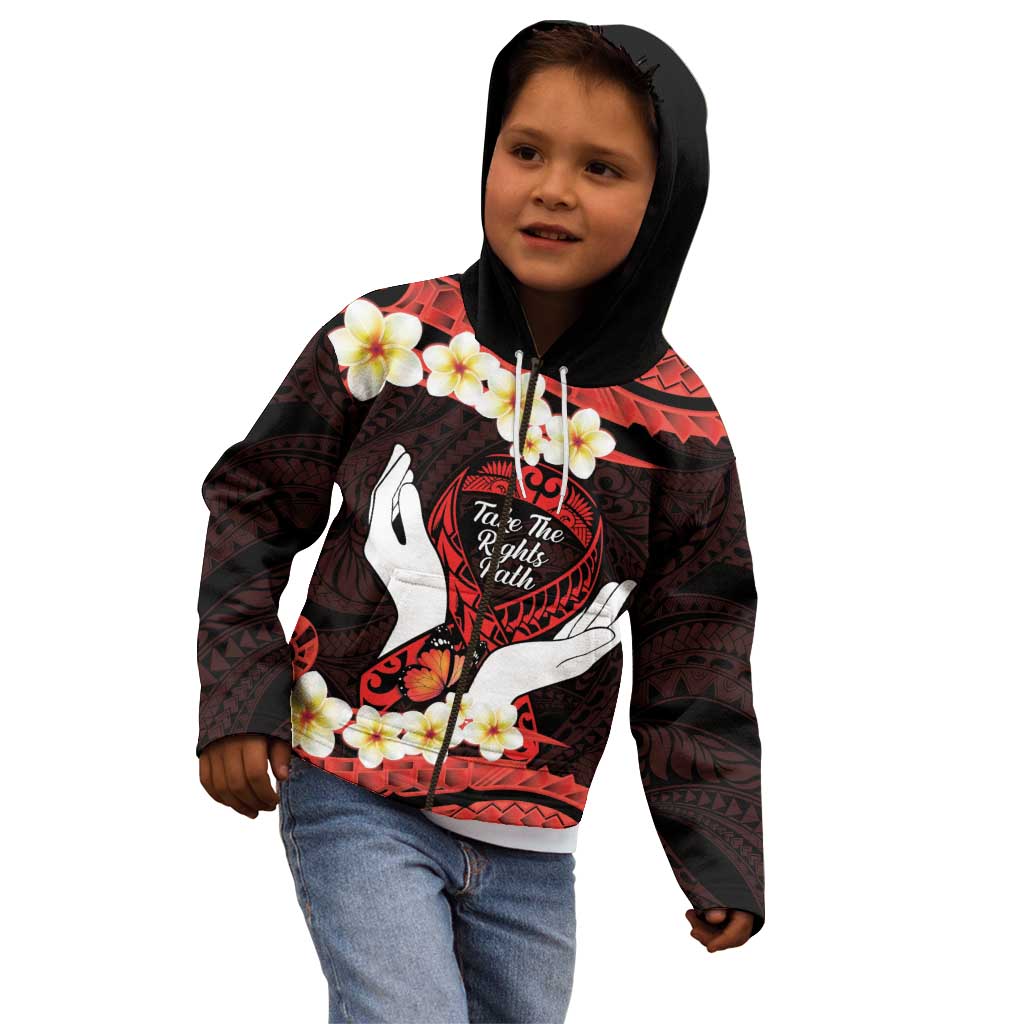 Polynesia AIDS Awareness Month Kid Hoodie Take The Rights Path Polynesian Pattern LT14 - Polynesian Pride