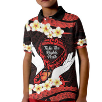 Polynesia AIDS Awareness Month Kid Polo Shirt Take The Rights Path Polynesian Pattern LT14 Kid Red - Polynesian Pride