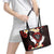 Polynesia AIDS Awareness Month Leather Tote Bag Take The Rights Path Polynesian Pattern