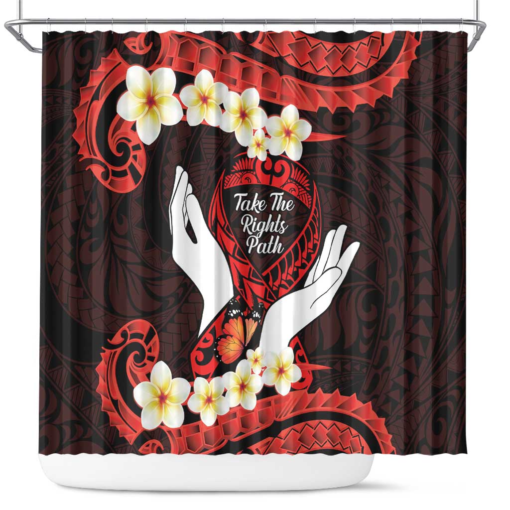 Polynesia AIDS Awareness Month Shower Curtain Take The Rights Path Polynesian Pattern LT14 Red - Polynesian Pride