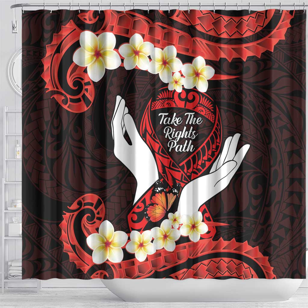 Polynesia AIDS Awareness Month Shower Curtain Take The Rights Path Polynesian Pattern LT14 - Polynesian Pride