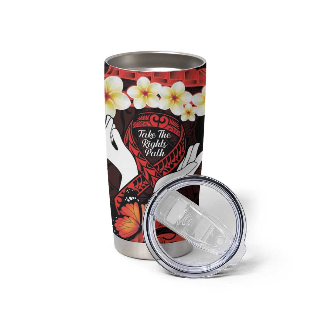 Polynesia AIDS Awareness Month Tumbler Cup Take The Rights Path Polynesian Pattern LT14 - Polynesian Pride