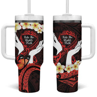 Polynesia AIDS Awareness Month Tumbler With Handle Take The Rights Path Polynesian Pattern LT14 One Size: 40 oz Red - Polynesian Pride