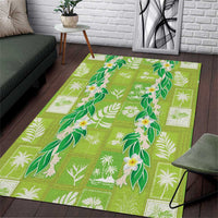 Aloha Hawaii Tuberose Lei Area Rug Tropical Vibes Green Color LT14 Green - Polynesian Pride