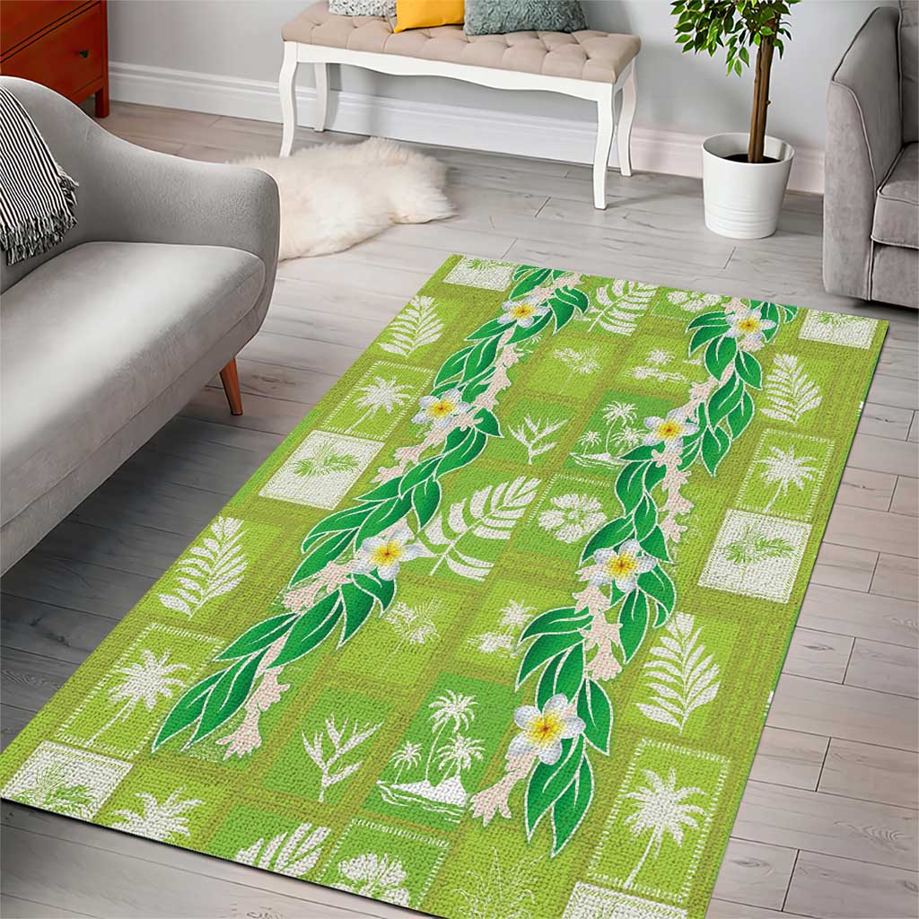 Aloha Hawaii Tuberose Lei Area Rug Tropical Vibes Green Color LT14 - Polynesian Pride