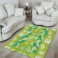 Aloha Hawaii Tuberose Lei Area Rug Tropical Vibes Green Color LT14 - Polynesian Pride