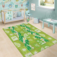 Aloha Hawaii Tuberose Lei Area Rug Tropical Vibes Green Color LT14 - Polynesian Pride