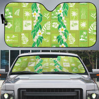 Aloha Hawaii Tuberose Lei Auto Sun Shade Tropical Vibes Green Color LT14 Green - Polynesian Pride