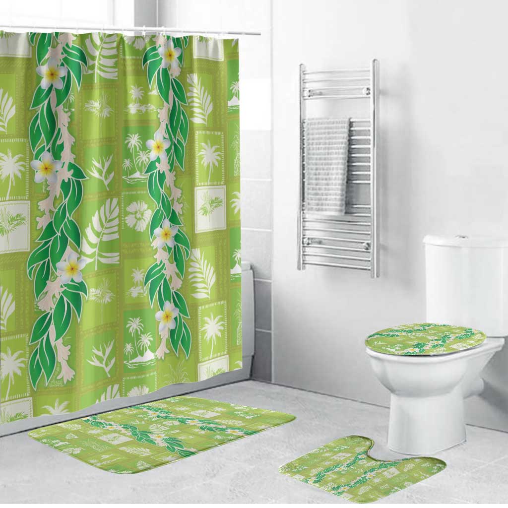 Aloha Hawaii Tuberose Lei Bathroom Set Tropical Vibes Green Color LT14 Bathroom Set (4 pcs) Green - Polynesian Pride