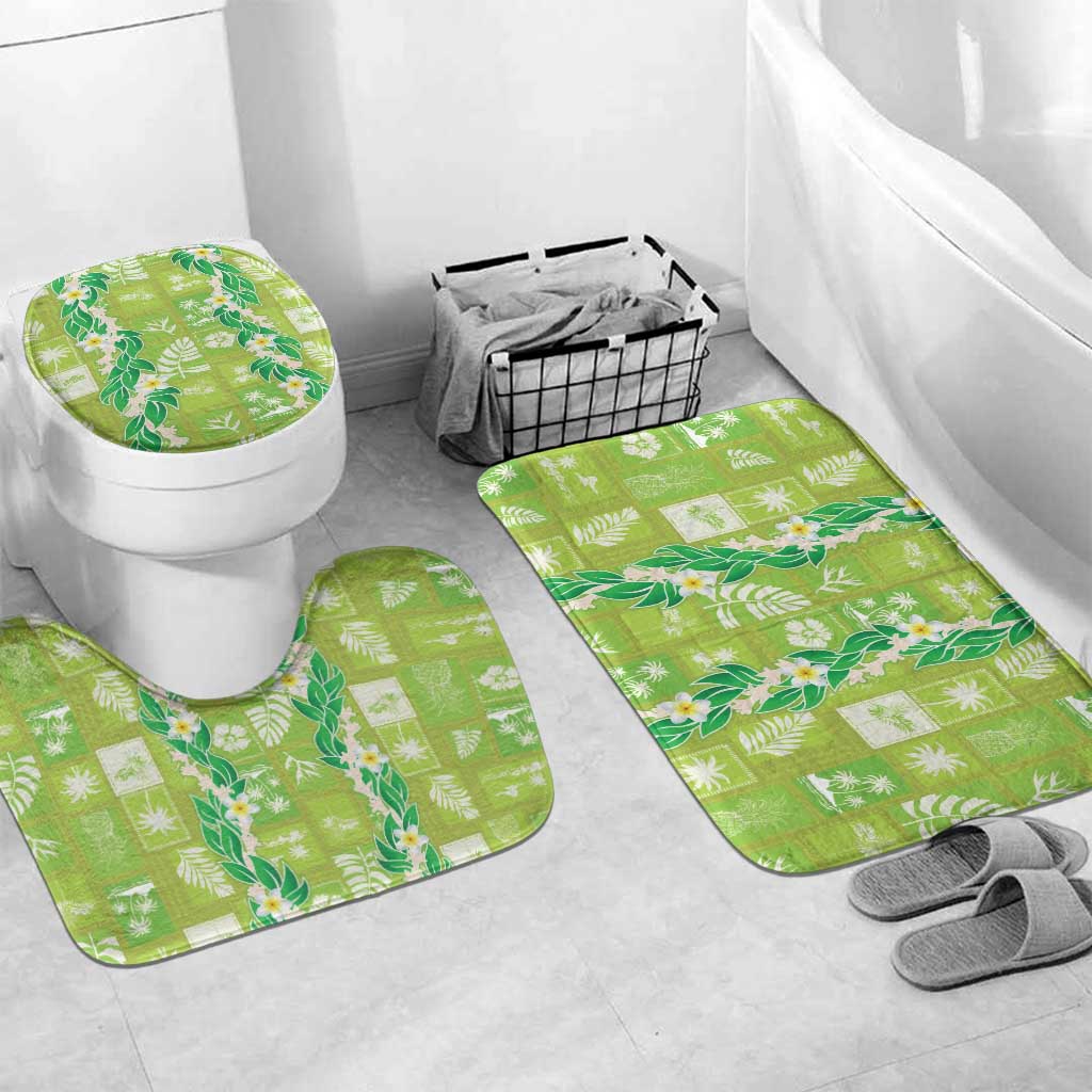 Aloha Hawaii Tuberose Lei Bathroom Set Tropical Vibes Green Color LT14 Mat Set Only (3 pcs) One Size Green - Polynesian Pride