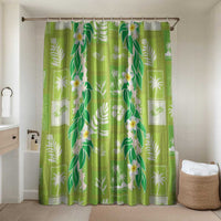 Aloha Hawaii Tuberose Lei Bathroom Set Tropical Vibes Green Color LT14 Shower Curtain Only Green - Polynesian Pride