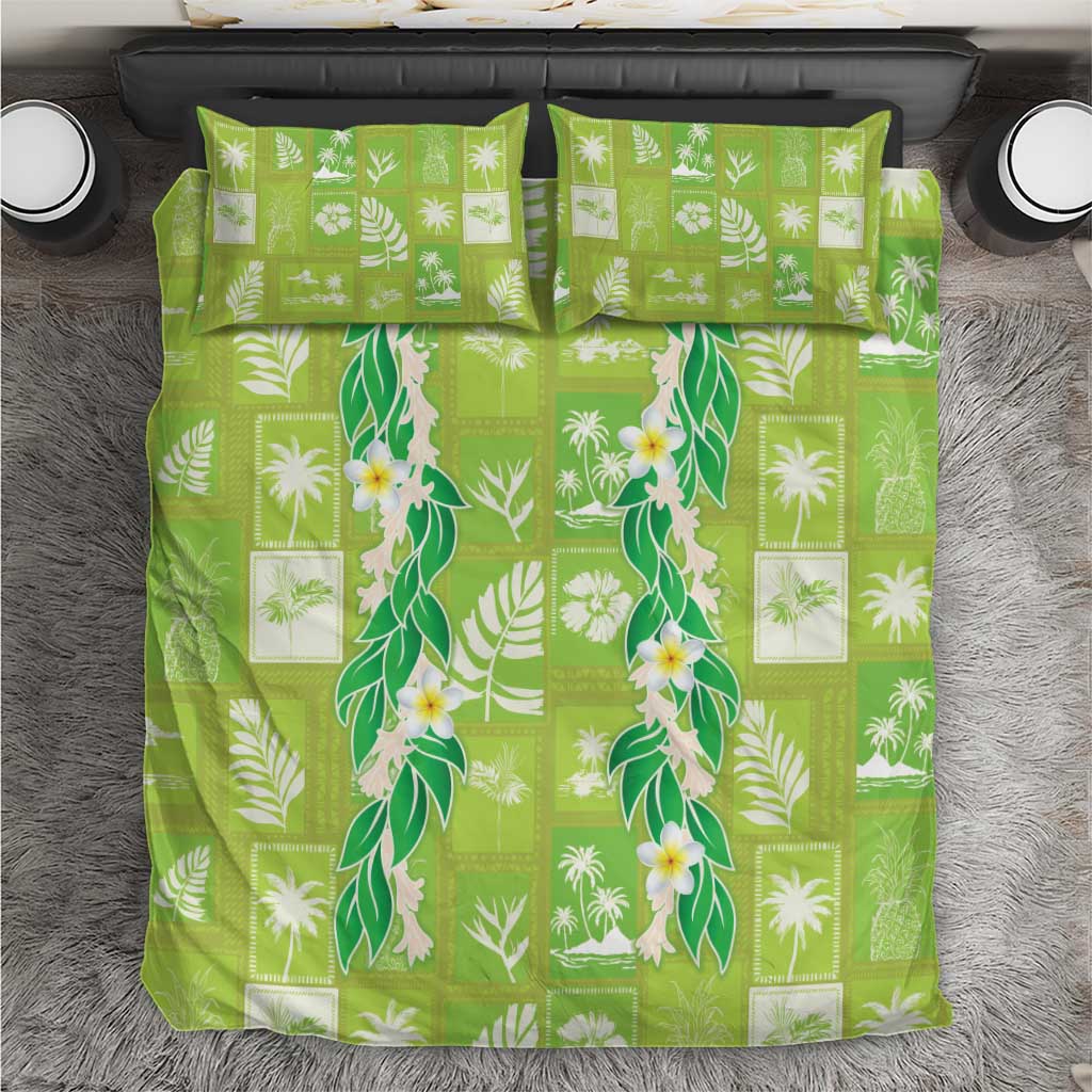 Aloha Hawaii Tuberose Lei Bedding Set Tropical Vibes Green Color LT14 Green - Polynesian Pride